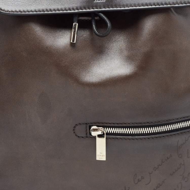 Pre Owned Berluti Dark Brown Leather Day Out Scritto Backpack