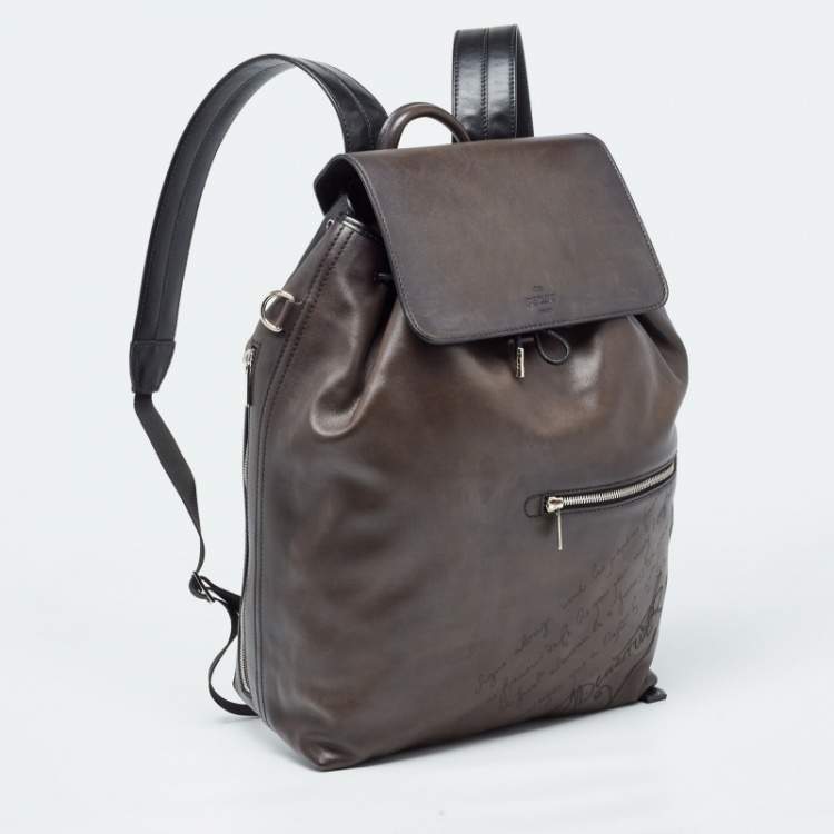 Pre Owned Berluti Dark Brown Leather Day Out Scritto Backpack