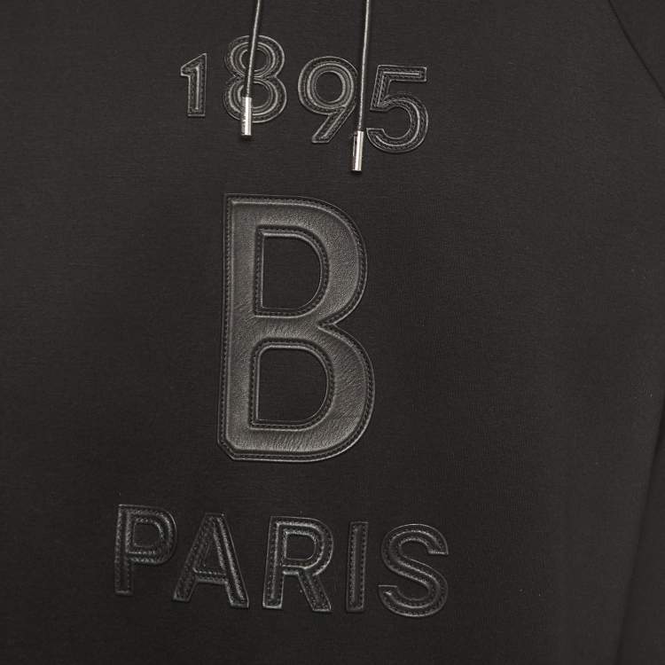 Pre Owned Berluti Black Knit Logo Leather Detail Hooded Sweatshirt XL