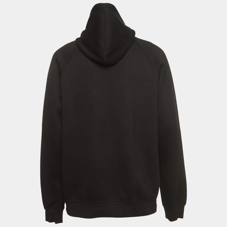 Pre Owned Berluti Black Knit Logo Leather Detail Hooded Sweatshirt XL