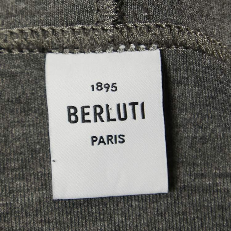 Pre Owned Berluti Black Knit Logo Leather Detail Hooded Sweatshirt XL