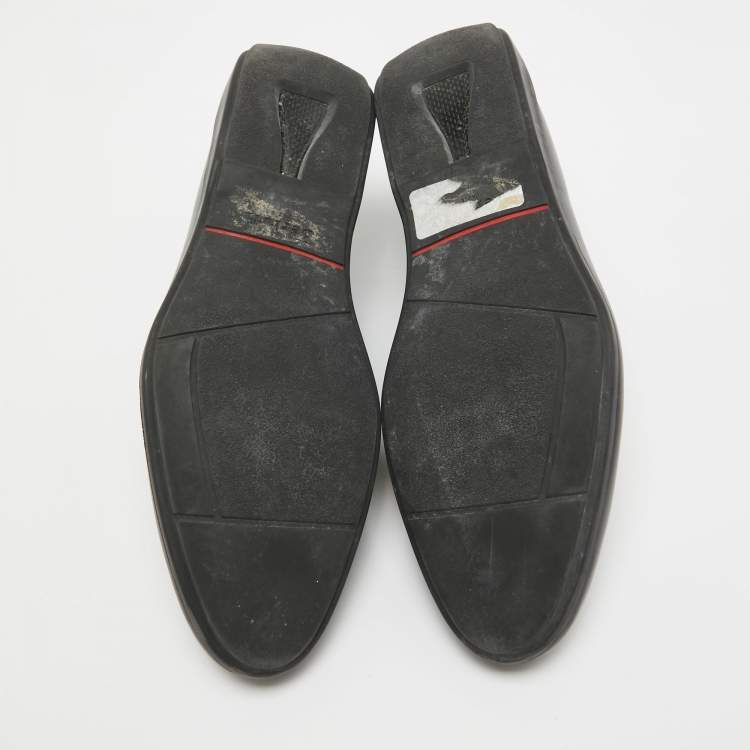 Pre Owned Berluti X Ferrari Black Leather Slip On Loafers Size 42