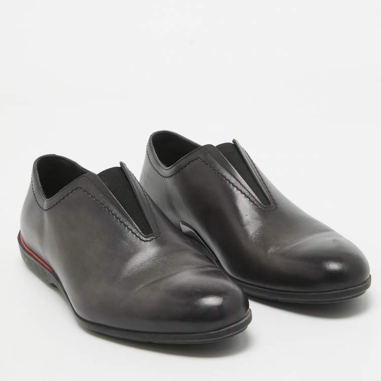 Pre Owned Berluti X Ferrari Black Leather Slip On Loafers Size 42