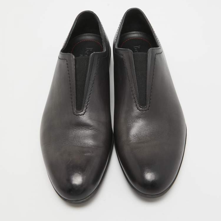 Pre Owned Berluti X Ferrari Black Leather Slip On Loafers Size 42