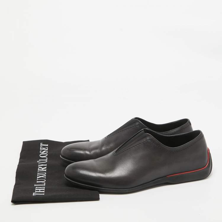 Pre Owned Berluti X Ferrari Black Leather Slip On Loafers Size 42