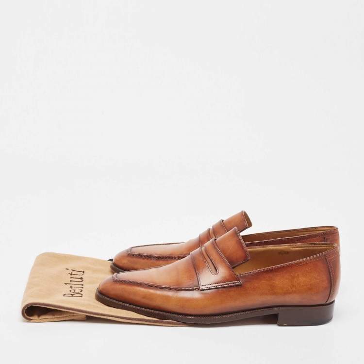 Pre Owned Berluti Brown Leather Andy Penny Loafers Size 43.5