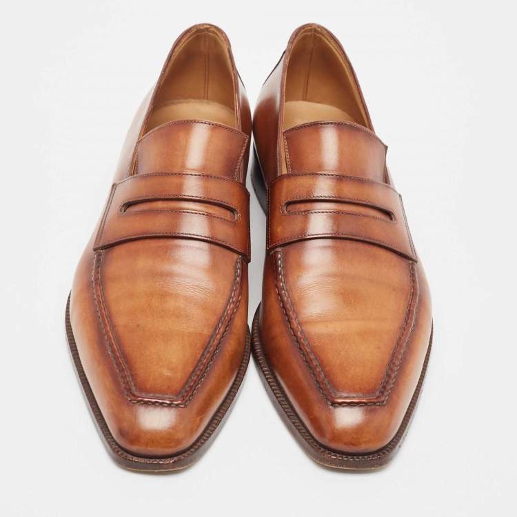Pre Owned Berluti Brown Leather Andy Penny Loafers Size 43.5