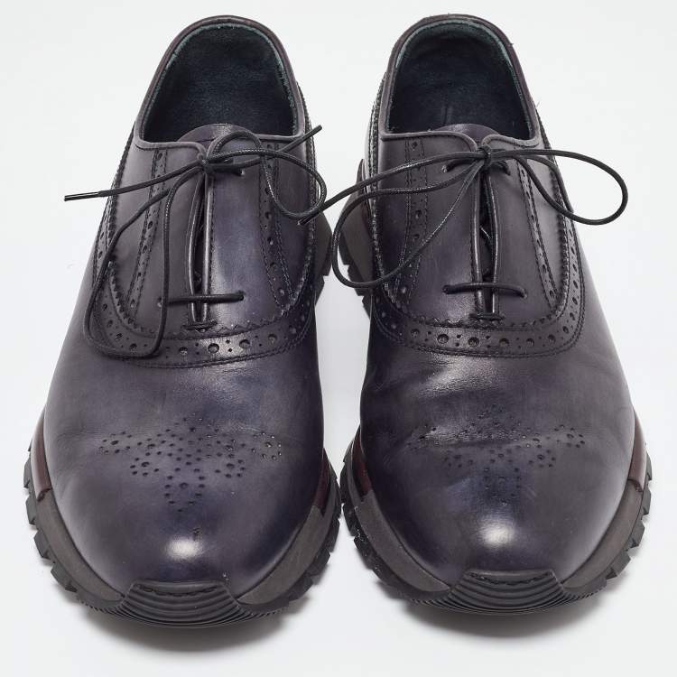 Pre Owned Berluti Blue Leather Brogue Sneakers Size 43