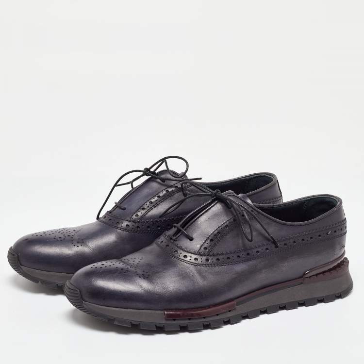 Pre Owned Berluti Blue Leather Brogue Sneakers Size 43