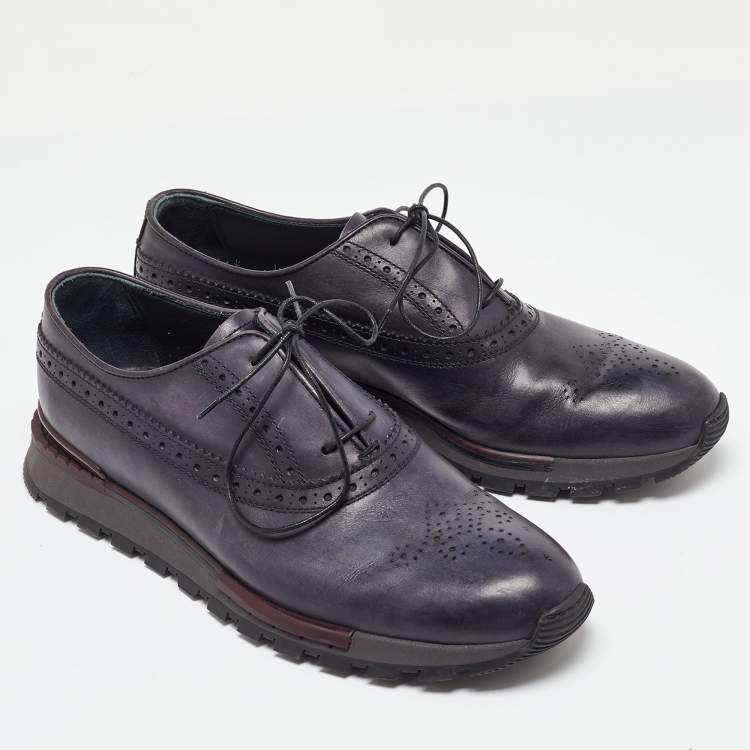 Pre Owned Berluti Blue Leather Brogue Sneakers Size 43