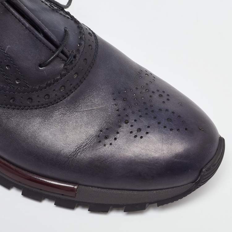 Pre Owned Berluti Blue Leather Brogue Sneakers Size 43