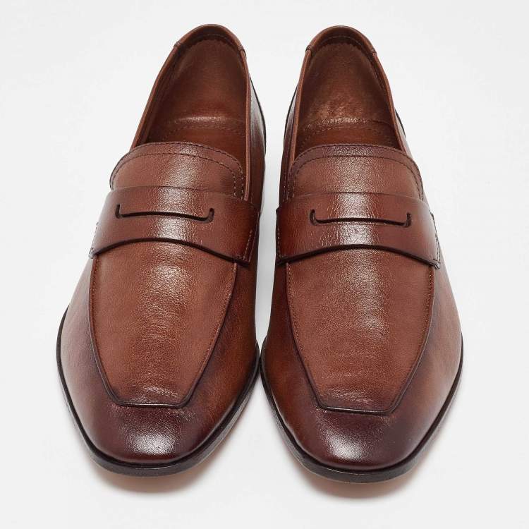 Pre Owned Berluti Brown Leather Lorenzo Loafers Size 39.5