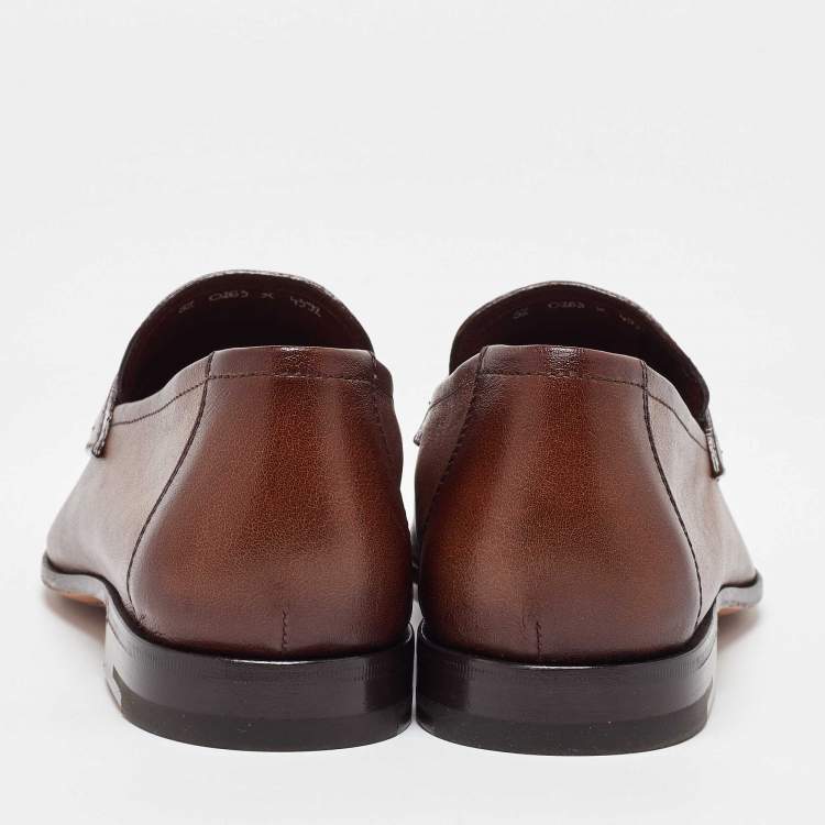Pre Owned Berluti Brown Leather Lorenzo Loafers Size 39.5