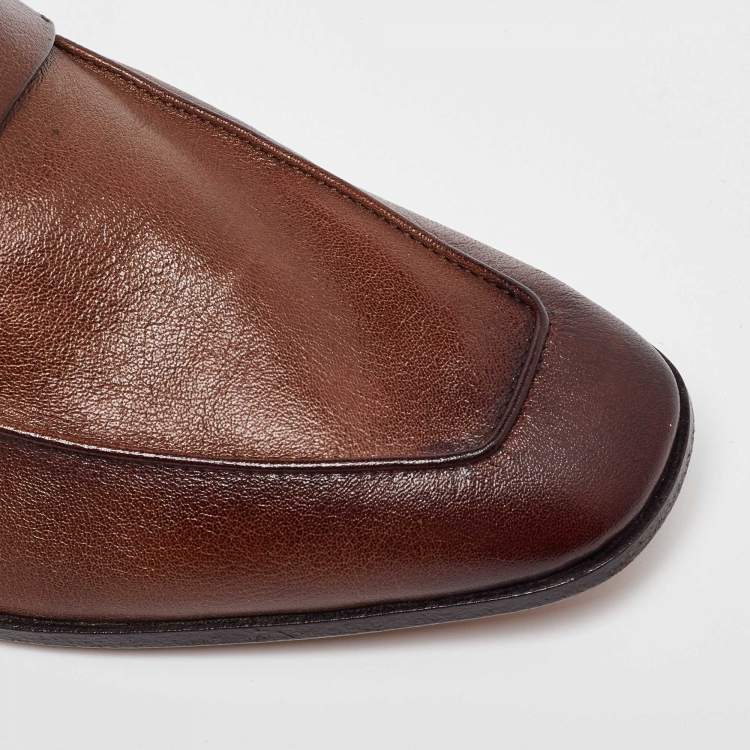 Pre Owned Berluti Brown Leather Lorenzo Loafers Size 39.5