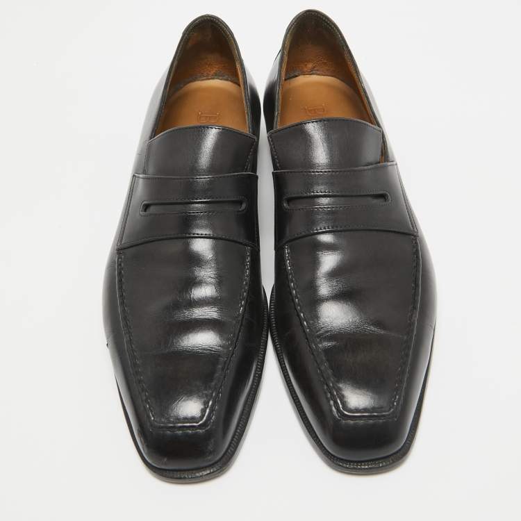 Pre Owned Berluti Black Leather Penny Loafers Size 41