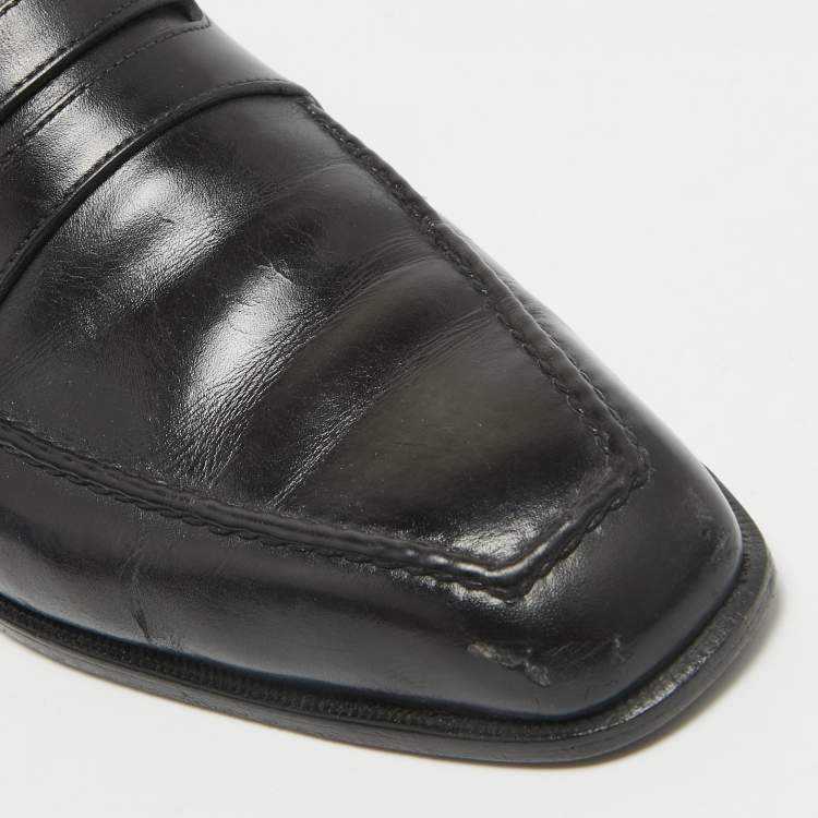 Pre Owned Berluti Black Leather Penny Loafers Size 41