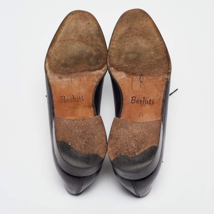 Pre Owned Berluti Black Galet Leather Alessandro Oxfords Size 41