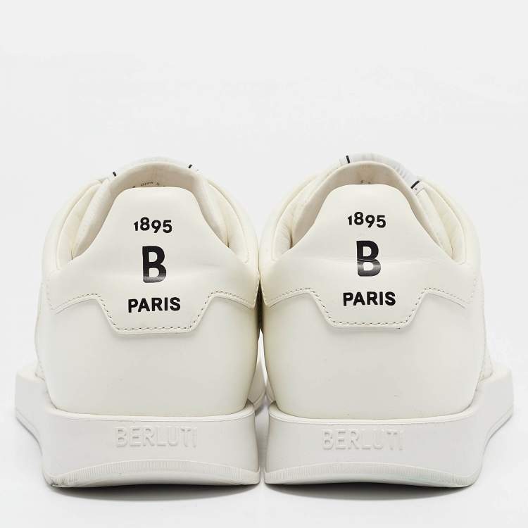 Pre Owned Berluti White Leather Metal Toe Lace Up Sneakers Size 41 