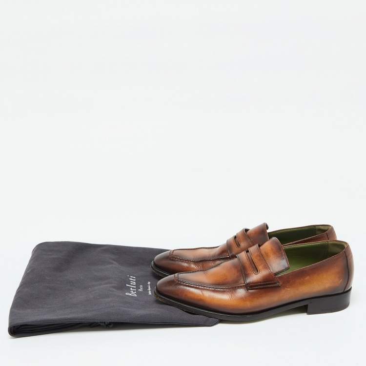 Pre Owned Berluti Tan Leather Andy Penny Loafers Size 38
