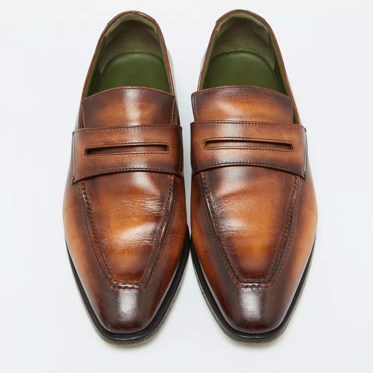 Pre Owned Berluti Tan Leather Andy Penny Loafers Size 38