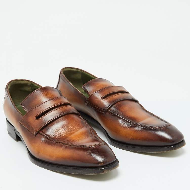 Pre Owned Berluti Tan Leather Andy Penny Loafers Size 38
