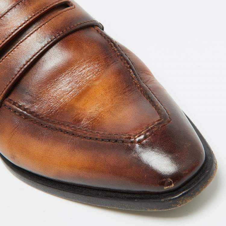 Pre Owned Berluti Tan Leather Andy Penny Loafers Size 38