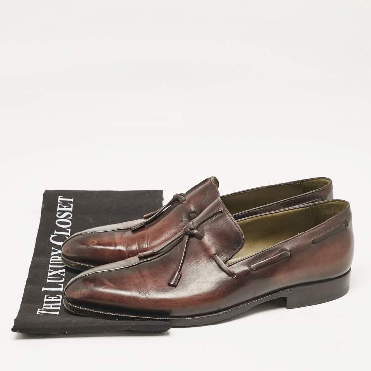Pre Owned Berluti Brown Leather Slip On Derby Size 41.5