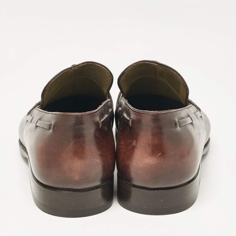 Pre Owned Berluti Brown Leather Slip On Derby Size 41.5