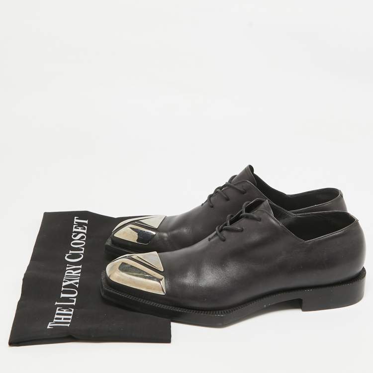 Pre Owned Berluti Black Leather Pointed Toe Lace Up  Oxfords Size 41