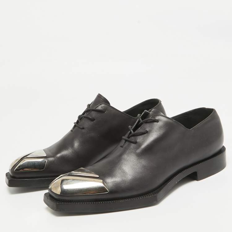 Pre Owned Berluti Black Leather Pointed Toe Lace Up  Oxfords Size 41