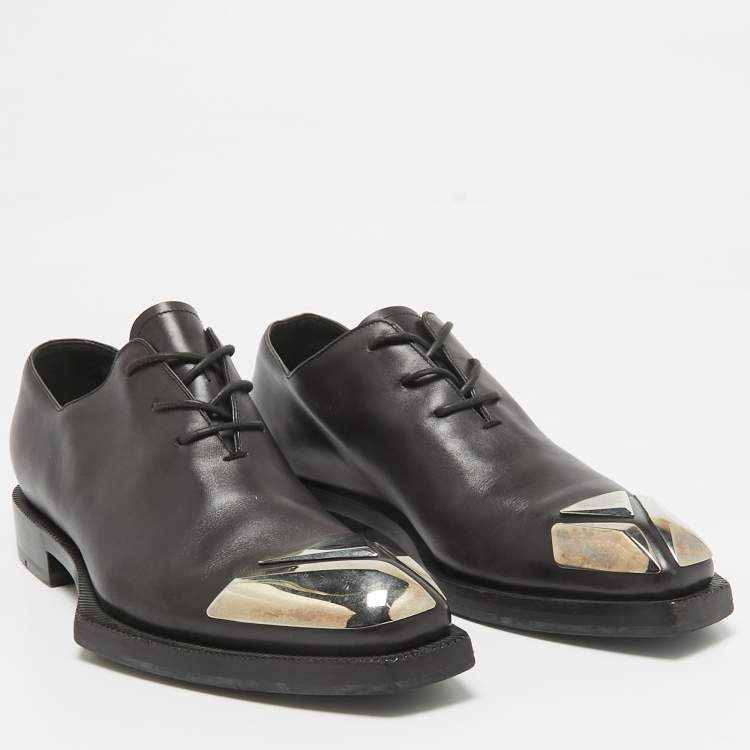 Pre Owned Berluti Black Leather Pointed Toe Lace Up  Oxfords Size 41