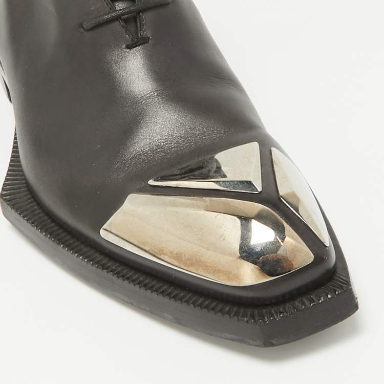 Pre Owned Berluti Black Leather Pointed Toe Lace Up  Oxfords Size 41