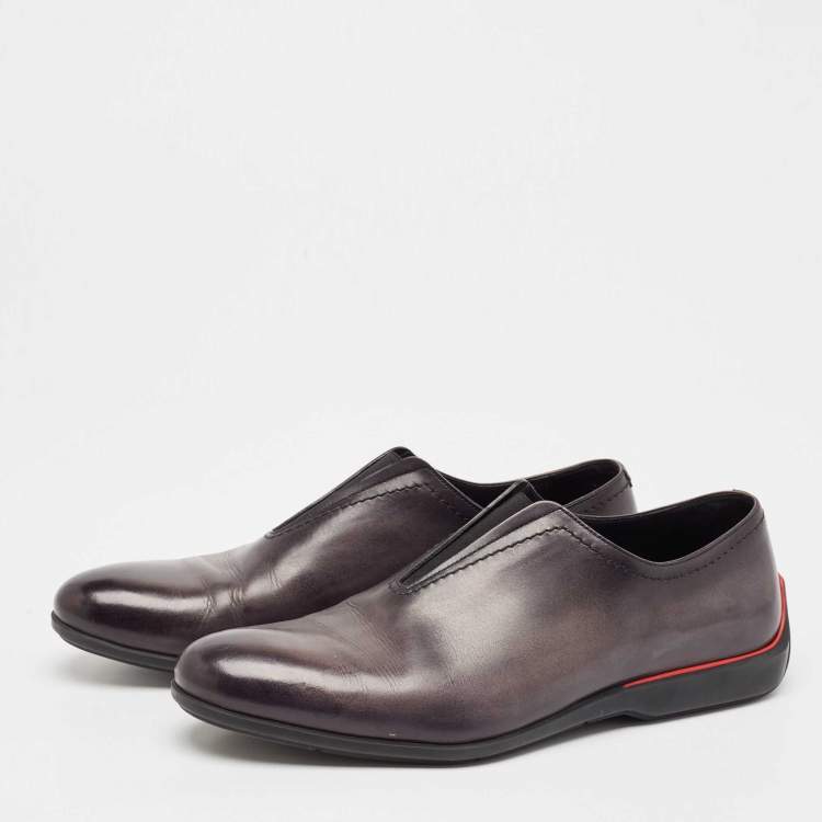 Pre Owned Berluti X Ferrari Grey Leather Slip On Loafers Size 45