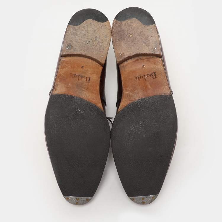 Pre Owned Berluti Brown Leather Perforated Lace Up Derby Size 43