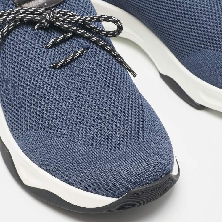 Pre Owned Berluti Navy Blue Shadow Knit Fabric Low Top Sneakers Size 46