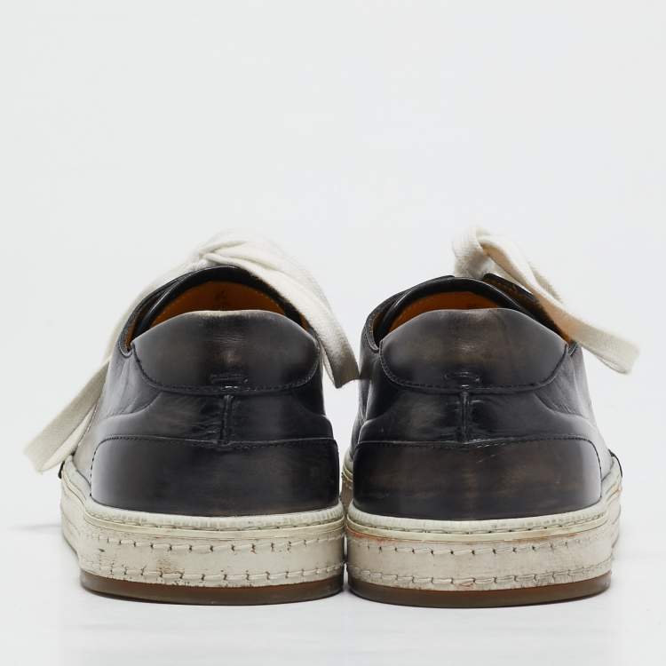 Pre Owned Berluti Grey Ombre Leather Playtime Palermo Sneakers Size 42.5