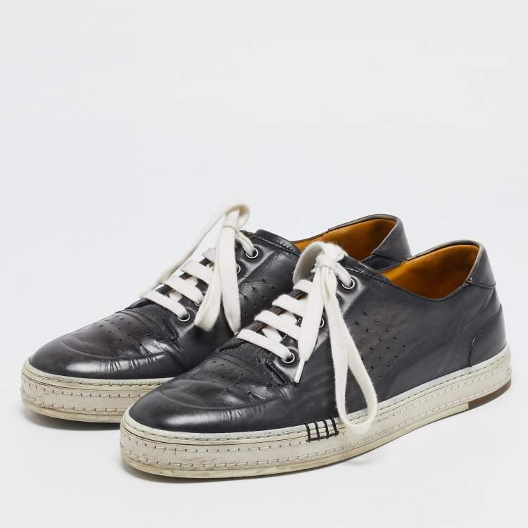 Pre Owned Berluti Grey Ombre Leather Playtime Palermo Sneakers Size 42.5