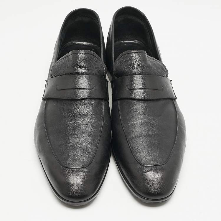 Pre Owned Berluti Black Leather Penny Loafers Size 42.5