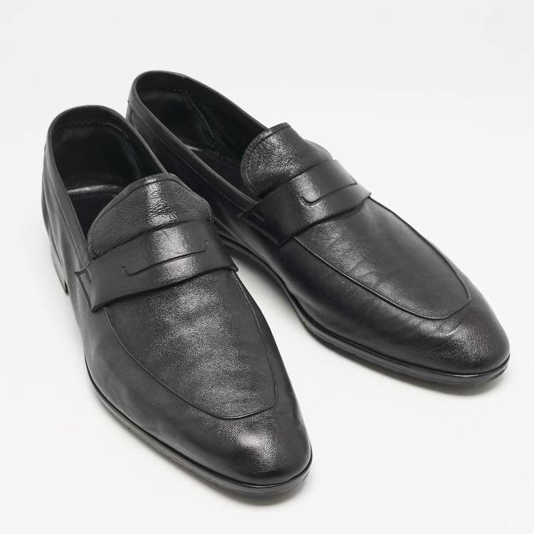 Pre Owned Berluti Black Leather Penny Loafers Size 42.5