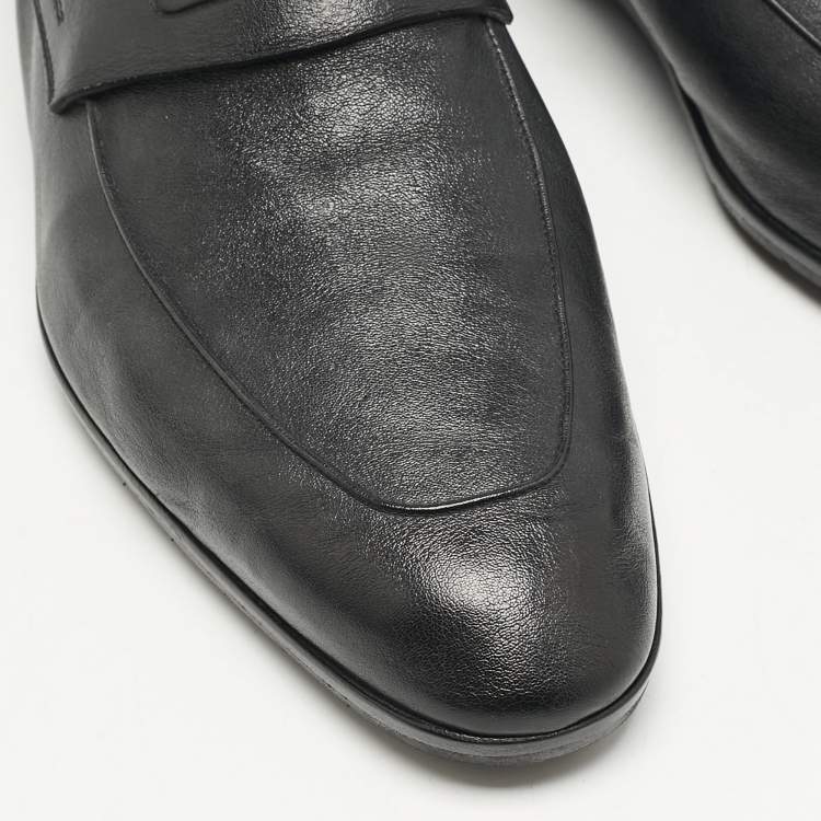 Pre Owned Berluti Black Leather Penny Loafers Size 42.5