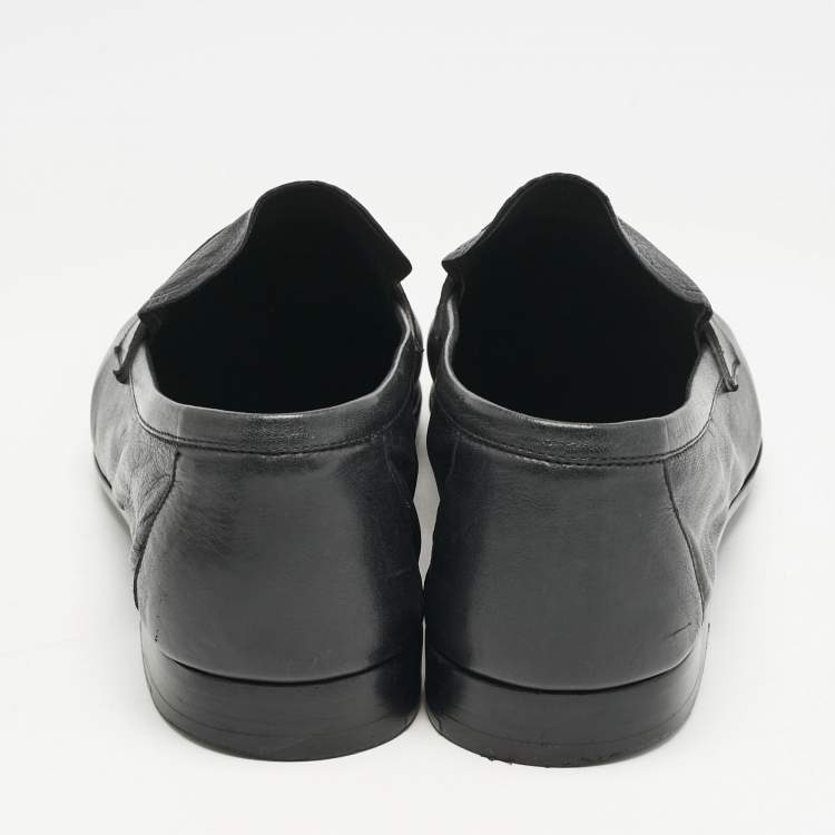 Pre Owned Berluti Black Leather Penny Loafers Size 42.5