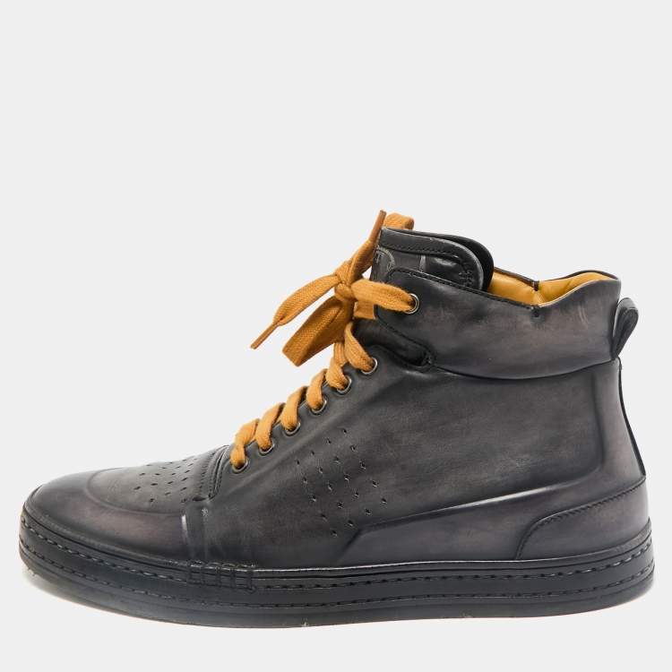 Pre Owned Berluti Two Tone Leather Playtime High Top Sneakers Size 43
