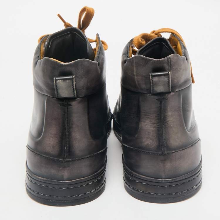 Pre Owned Berluti Two Tone Leather Playtime High Top Sneakers Size 43