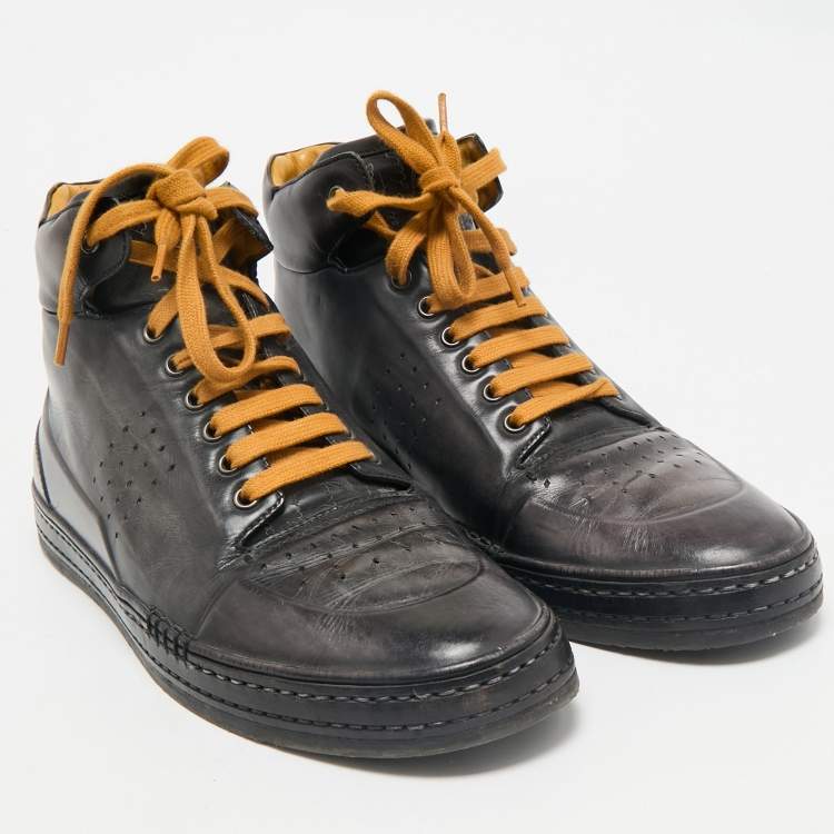 Pre Owned Berluti Two Tone Leather Playtime High Top Sneakers Size 43