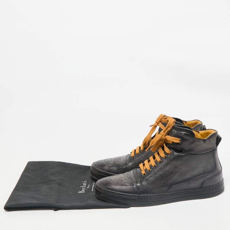Pre Owned Berluti Two Tone Leather Playtime High Top Sneakers Size 43