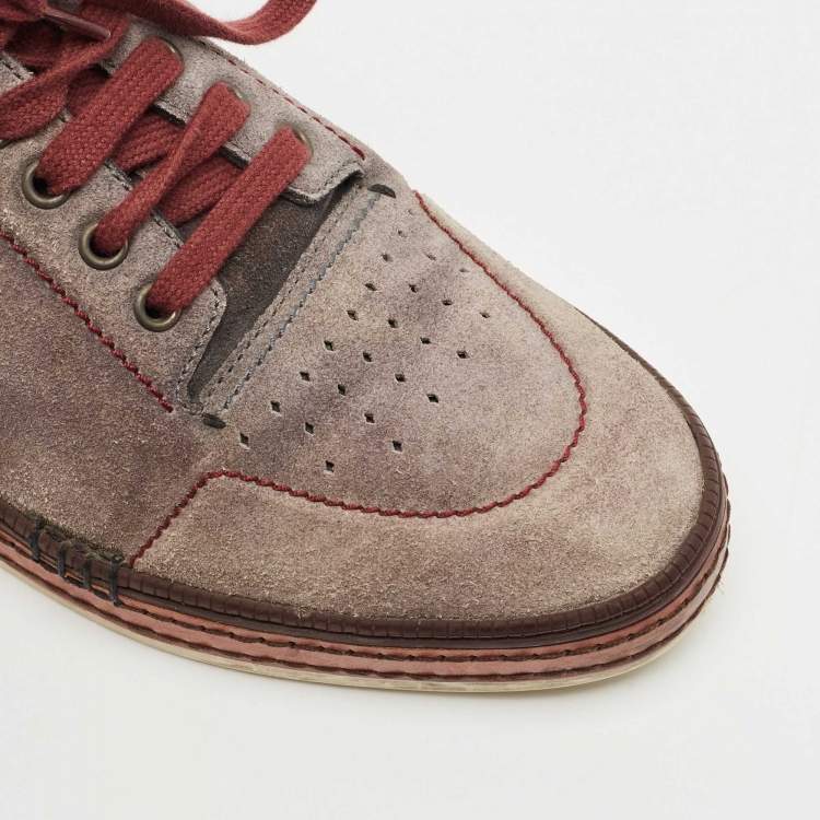 Pre Owned Berluti Grey Suede Leather High Top Sneakers Size 42.5