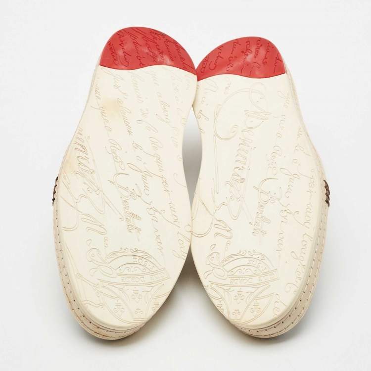 Pre Owned Berluti Brown Leather Playtime Slip On Sneakers Size 43