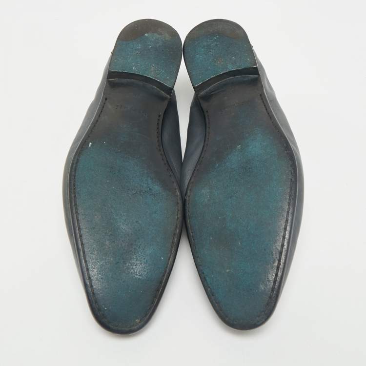 Pre Owned Berluti Grey Leather Penny Loafers Size 42.5