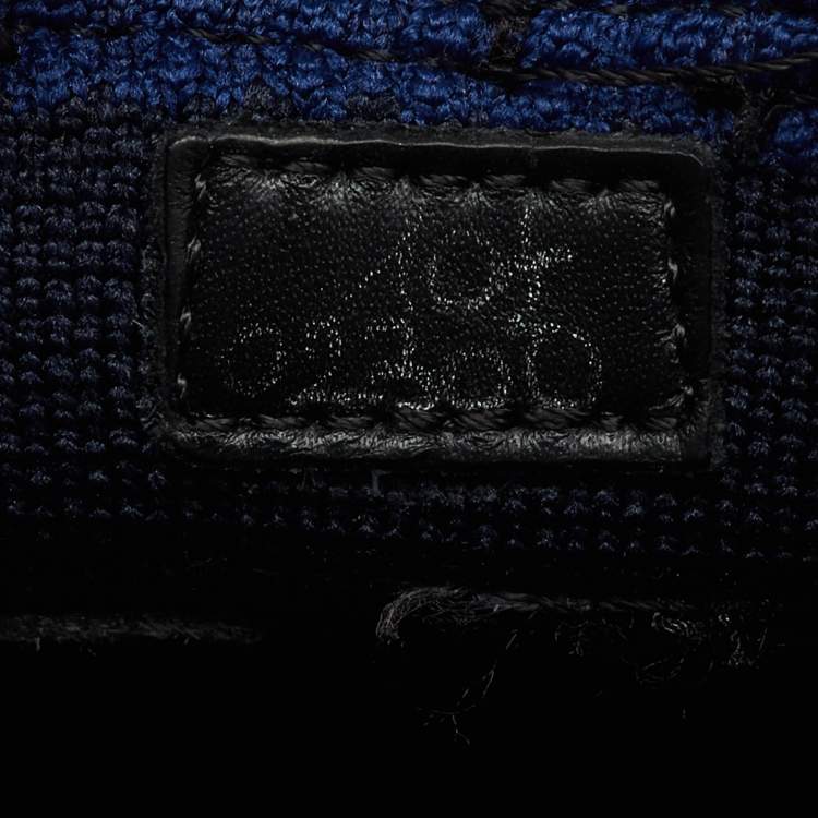 Pre Owned Berluti Navy Blue Knit Fabric and Leather Shadow Sneakers Size 44.5
