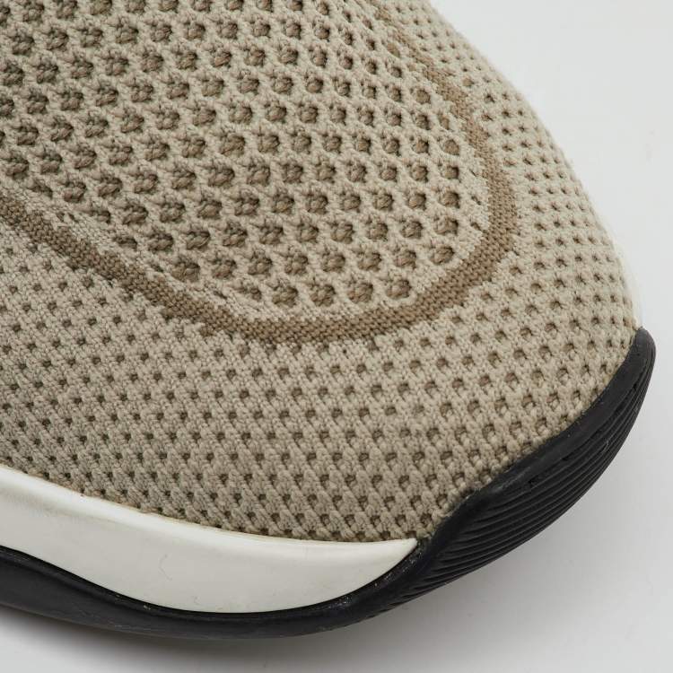 Pre Owned Berluti Light Grey Knit Fabric and Leather Shadow Sneakers Size 44.5